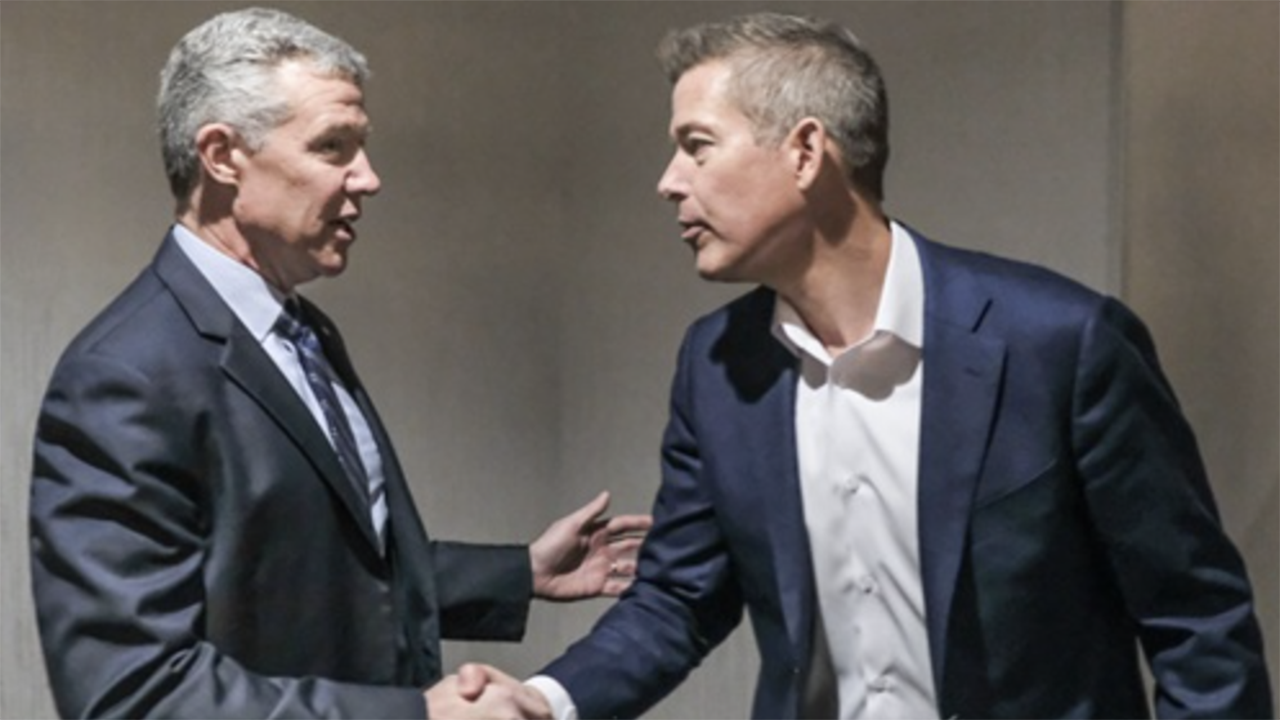 AASHTO Exec. Dir. Jim Tymon (left) welcomes USDOT Sec. Duffy to the 2025 AASHTO Washington Briefing. (Caption and photograph courtesy of AASHTO)